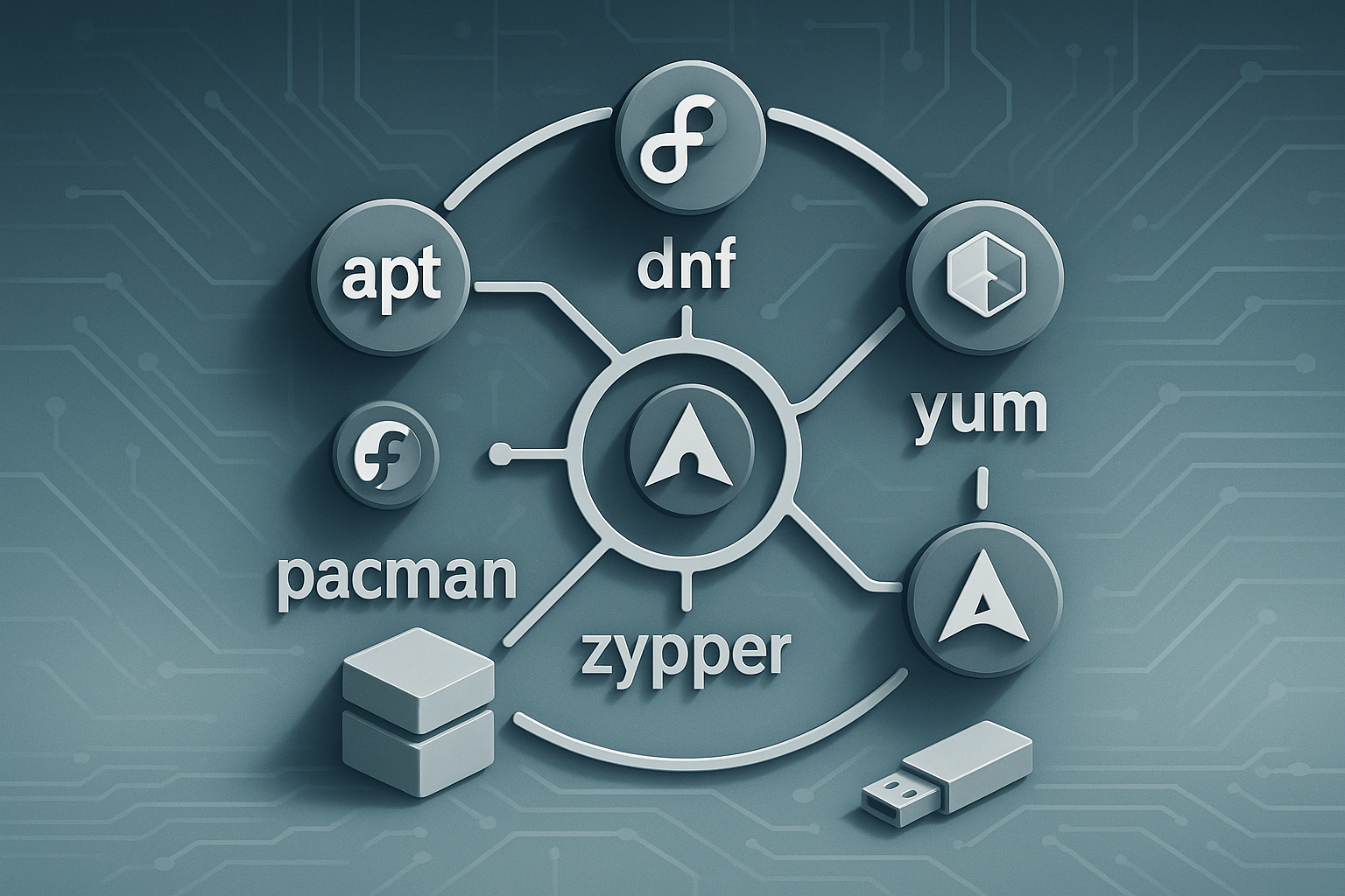 Linux'ta Paket Yöneticileri: apt, dnf, yum, pacman ve zypper Farkları Görseli
