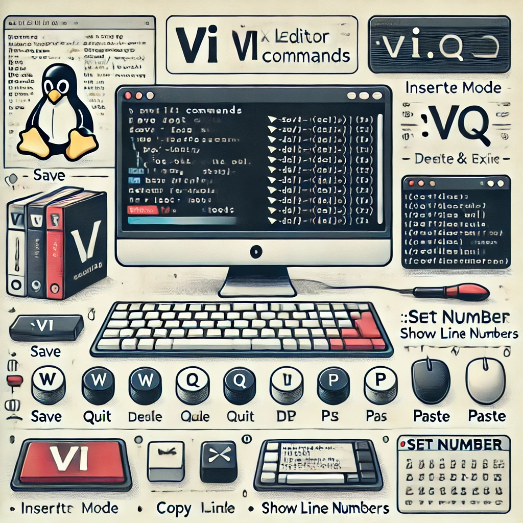 Linux Vi / Vim Metin Editörü Komutları Görseli